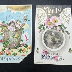 2 cartoline postali per le vacanze di Capodanno vittoriano del 1900 Colori incredibili! Germania