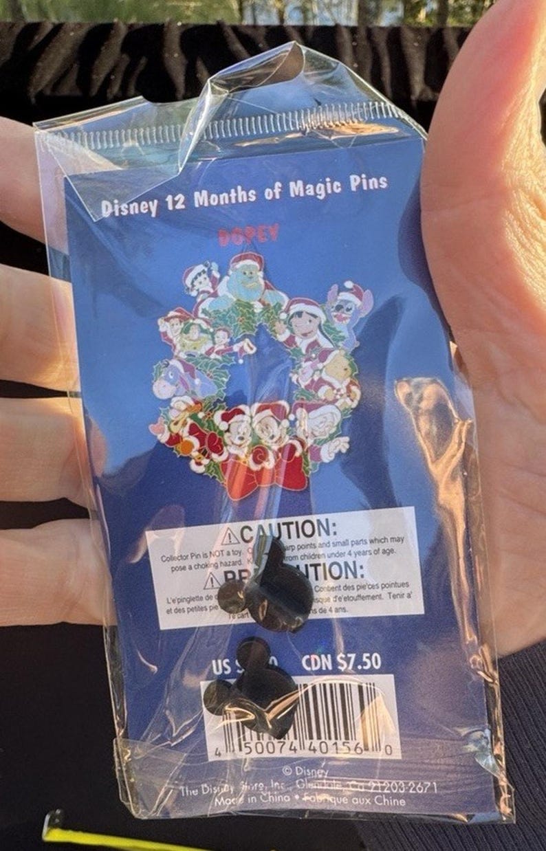 Disney Pin 16963 tienda Dopey 12 meses de magia corona navideña Blancanieves ¡Nuevo! imagen 3