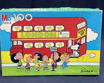 Vintage Schultz Peanuts 100 Piece Puzzle London Double Decker Bus Snoopy 1982 5B