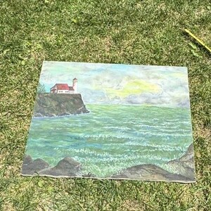オリジナル油絵 リストに掲載されたアーティストの息子 署名入り JA Dinkle 1978 海