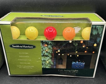 ¡Nuevas luces de globo para patio de Smith & Hawken Cafe, 20 luces de 21 pies, multicolor, raras!