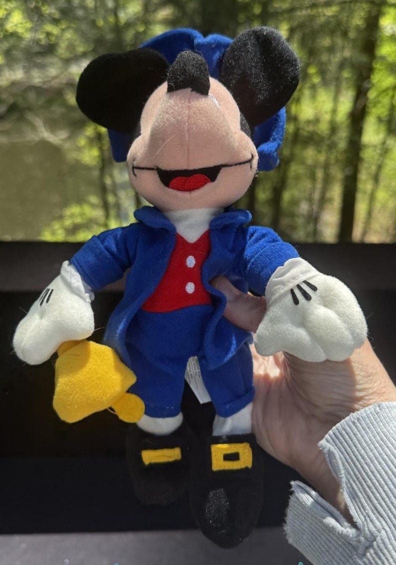 Vtg 1999 Disney Mickey Mouse As PAUL REVERE Americana America 9" pluche figuur afbeelding 2