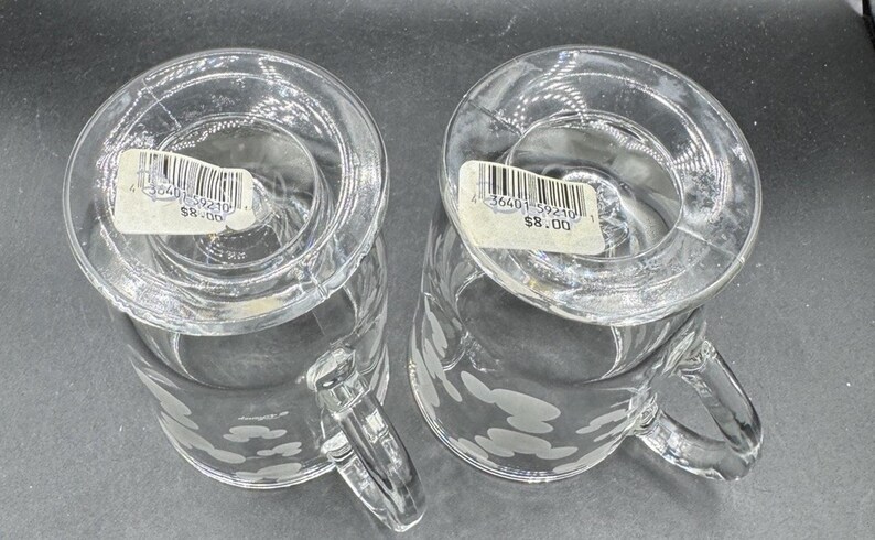 2 Vtg Disney Store Mrożone uszy Myszki Miki 5" kubek na cokole Libbey Glass NWT zdjęcie 9