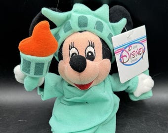 Disney Store 1990’s LIBERTY MINNIE MOUSE - Minnie Mouse 9" Mini Bean Bag Vintage