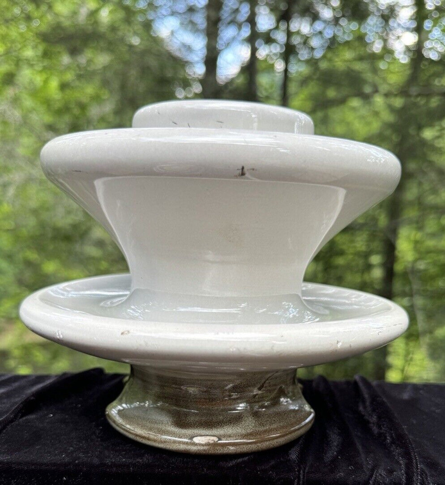 Vintage 2 Tier White Ceramic High Voltage Power Line Insulator 7” Heavy ...