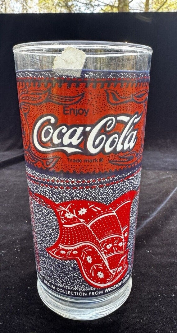 Rare 16 Oz Coca-cola 1970's Mcdonald's Blue Jeans Coke Denim