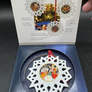 Vintage Hutschenreuther Engel Porzellan Weihnachtsschmuck in Originalbox -7D