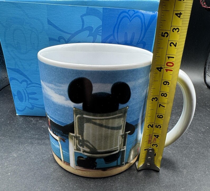 New 1990’s Disney Jumbo MICKEY MOUSE Coffee Mug Beach Vacation Ocean In Box! NWT image 8