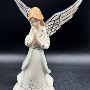 Vintage Hawthorne Village Angel of Prayer Silver Blessings Nativity Numbered C23