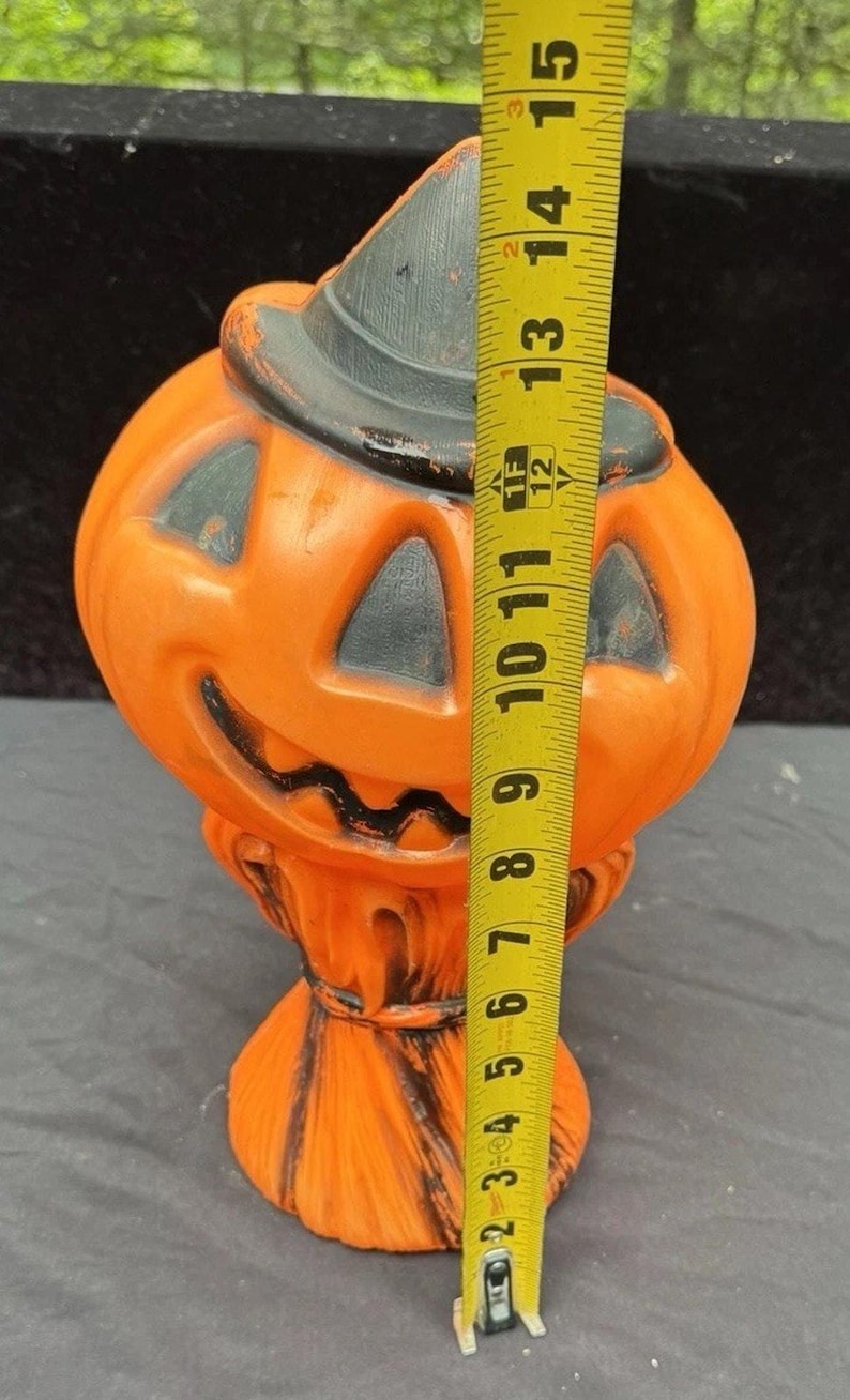 1969 Halloween Blow Mold Pumpkin Jack O Lantern Haystack Vintage EMPIRE ...