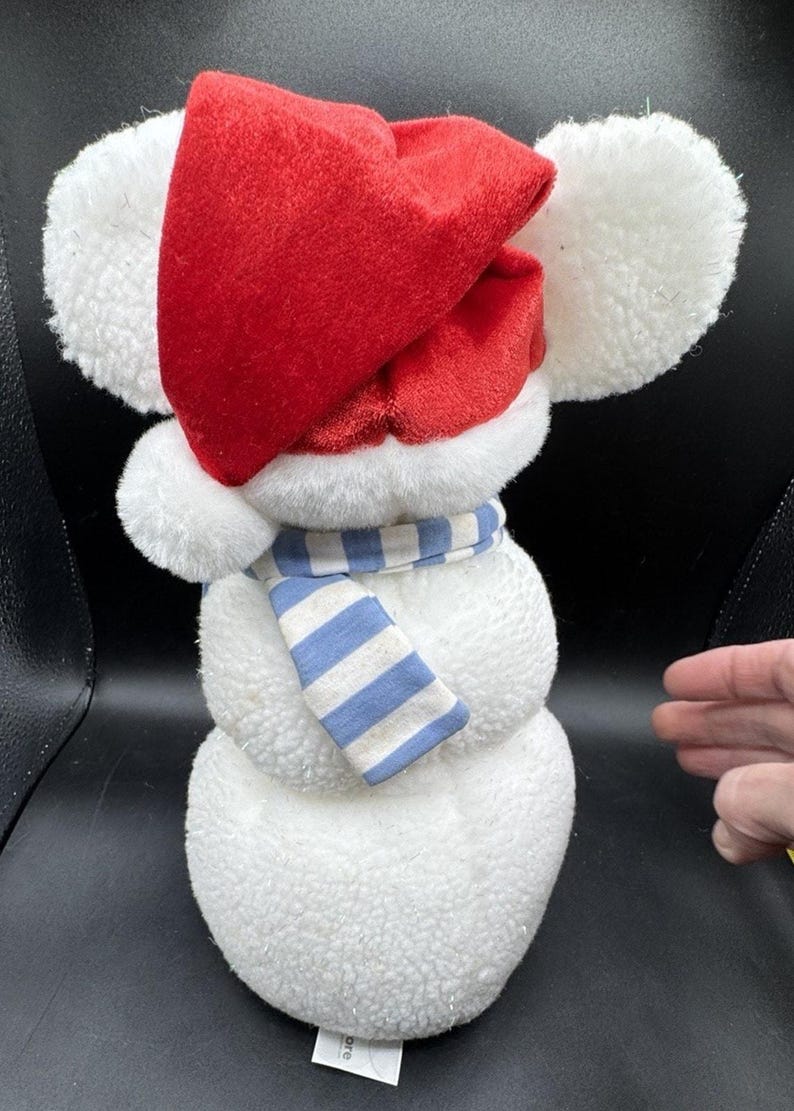 2001 Rare Disney Store Mickey Mouse Snowman Plush 12" Christmas Santa Hat image 3