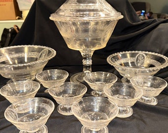 12pc. Richard & Hartley Glass Company Cupid and Venus Lot Compote Cups Bowls