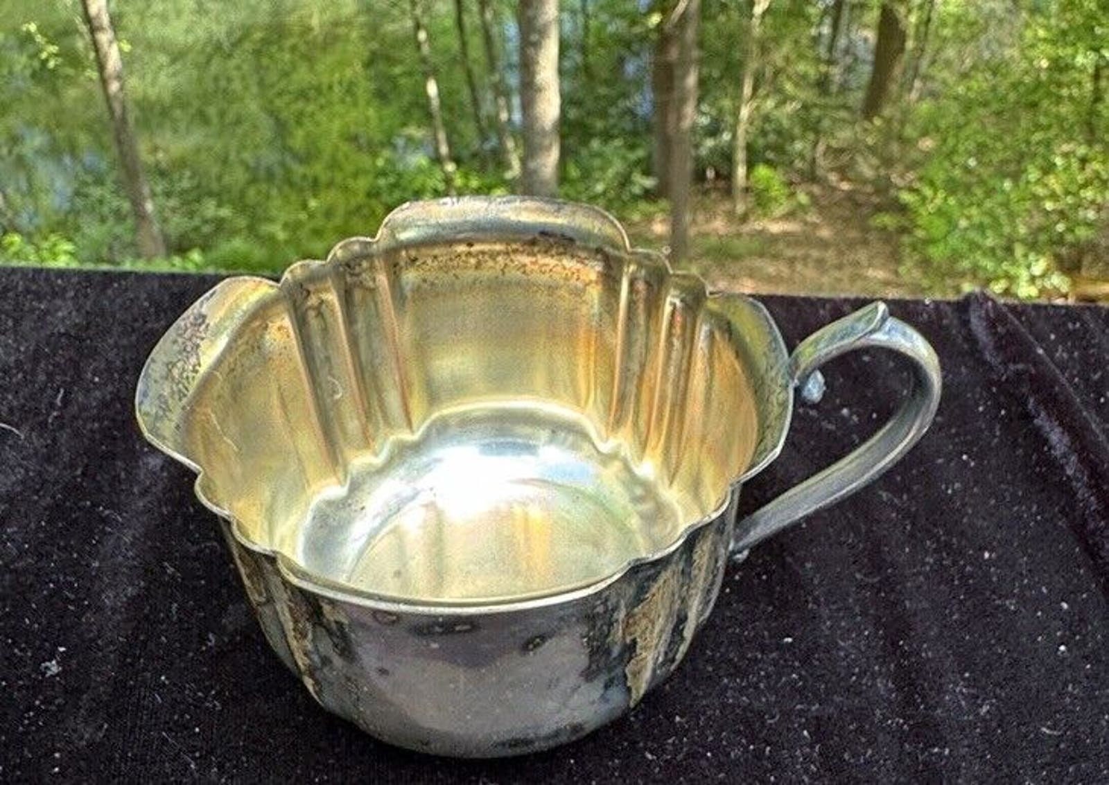 Vintage 1960s Silver Plated Cream Bowl Tea Coffee Creamer Wm Rogers 3036 -A67