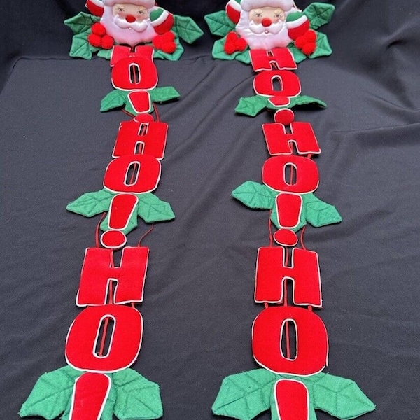 2 Lillian Vernon Vintage 37” Christmas Door Hanger Wall Decor Kitschy Holly -S26