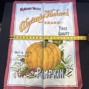 Vintage Thanksgiving Pumpkin Tea Towels 55% Cotton 45 percent Linen Made in Italy image 5