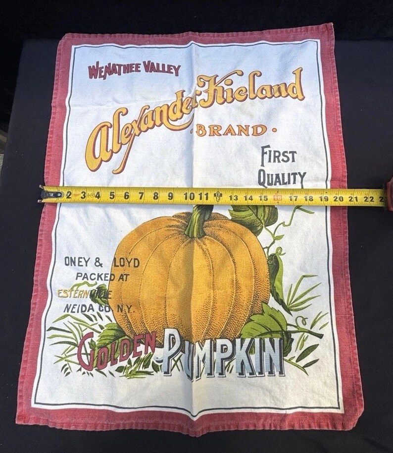Vintage Thanksgiving Pumpkin Tea Towels 55% Cotton 45 percent Linen Made in Italy image 5