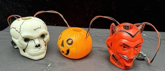 明かり　灯火　電気　インテリア　パブミラー　ロック喫茶　プールバー　USED 1960's Peerless Red Devil Blow Mold Light Set of 3 Halloween RARE