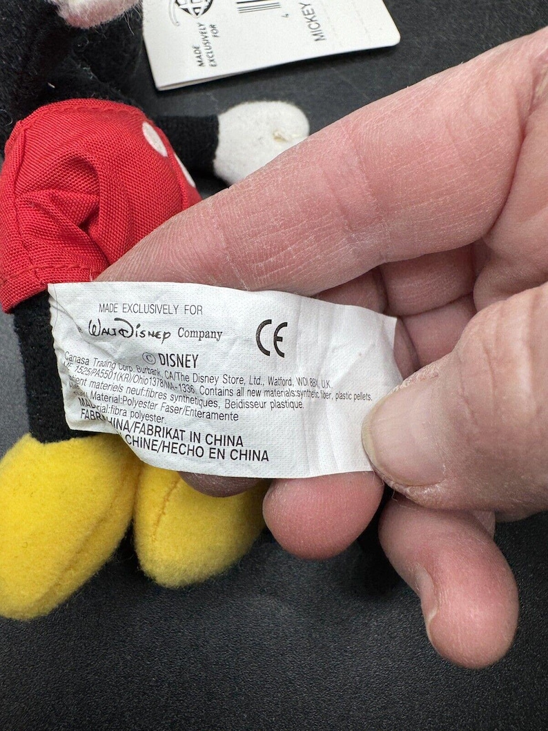 New 1990’s Disney Store Mickey Mouse Bean Bag 4” Keychain Mini Plush Clip NWT! image 5