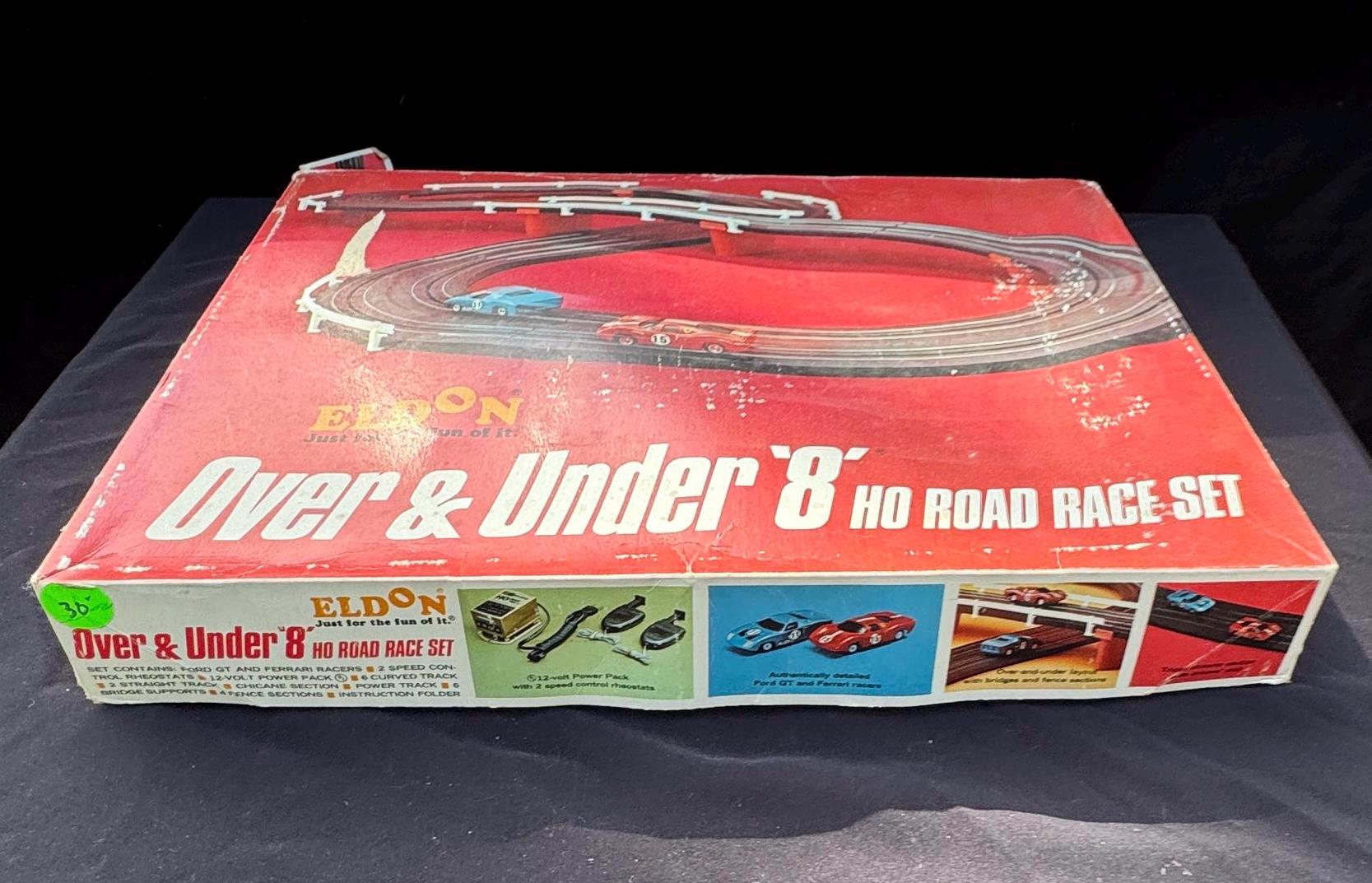 Eldon 1/32 Over & Under 8 HO Road Race Set Rare Japan 1968 Missing 