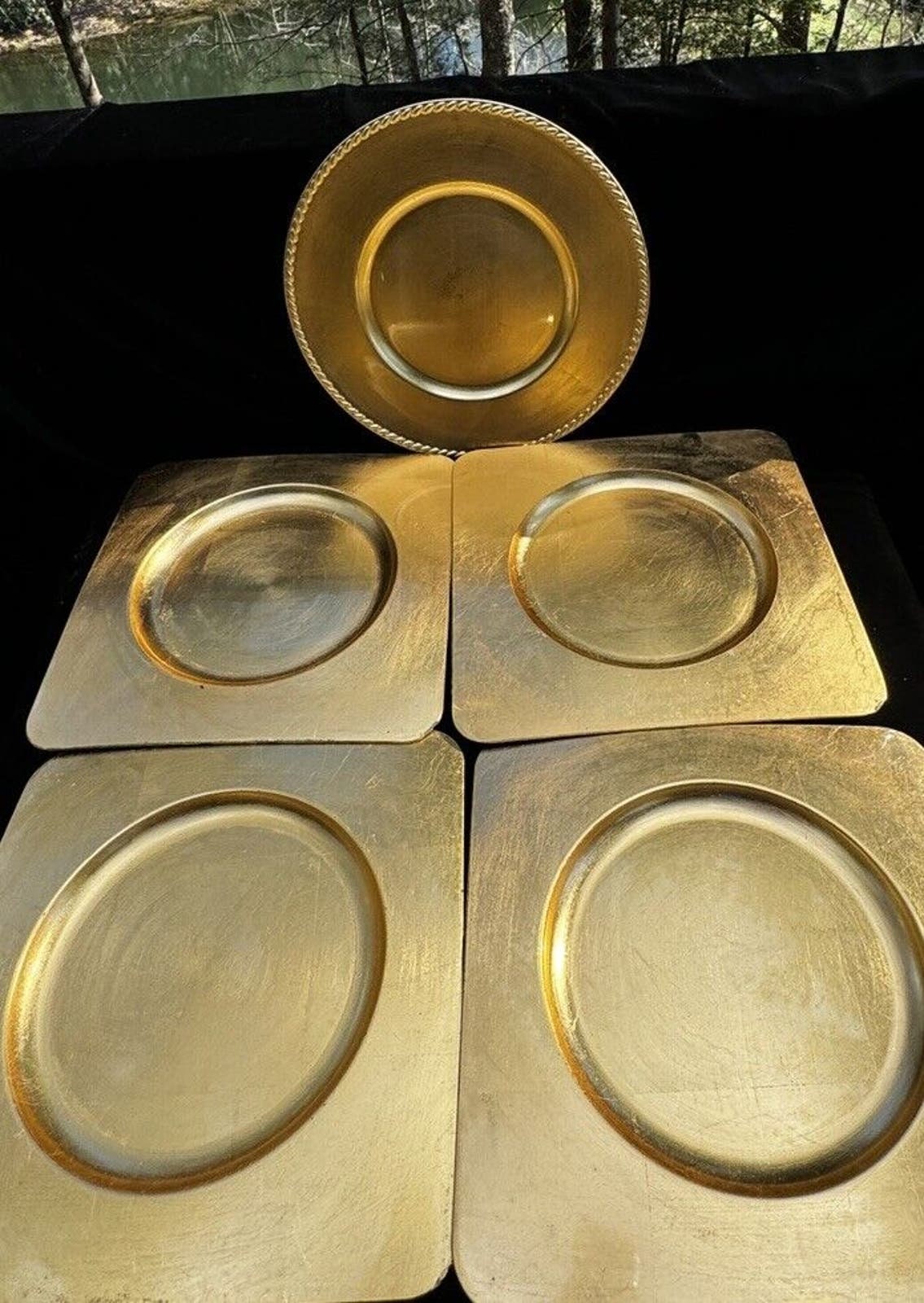 Buy Set of 5 Vintage Pier 1 Tuscany Gold Plastic Chargers 13 Black Backs Online in India Etsy