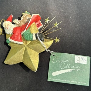 Midwest Of CANNON FALLS SANTA Su Una Stella Ornamento In Legno Intagliato 5X