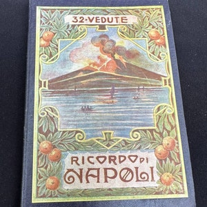 Schöne Vintage Neapel Italien Ansichten Klappkarte Vulkan Fotos Panorama