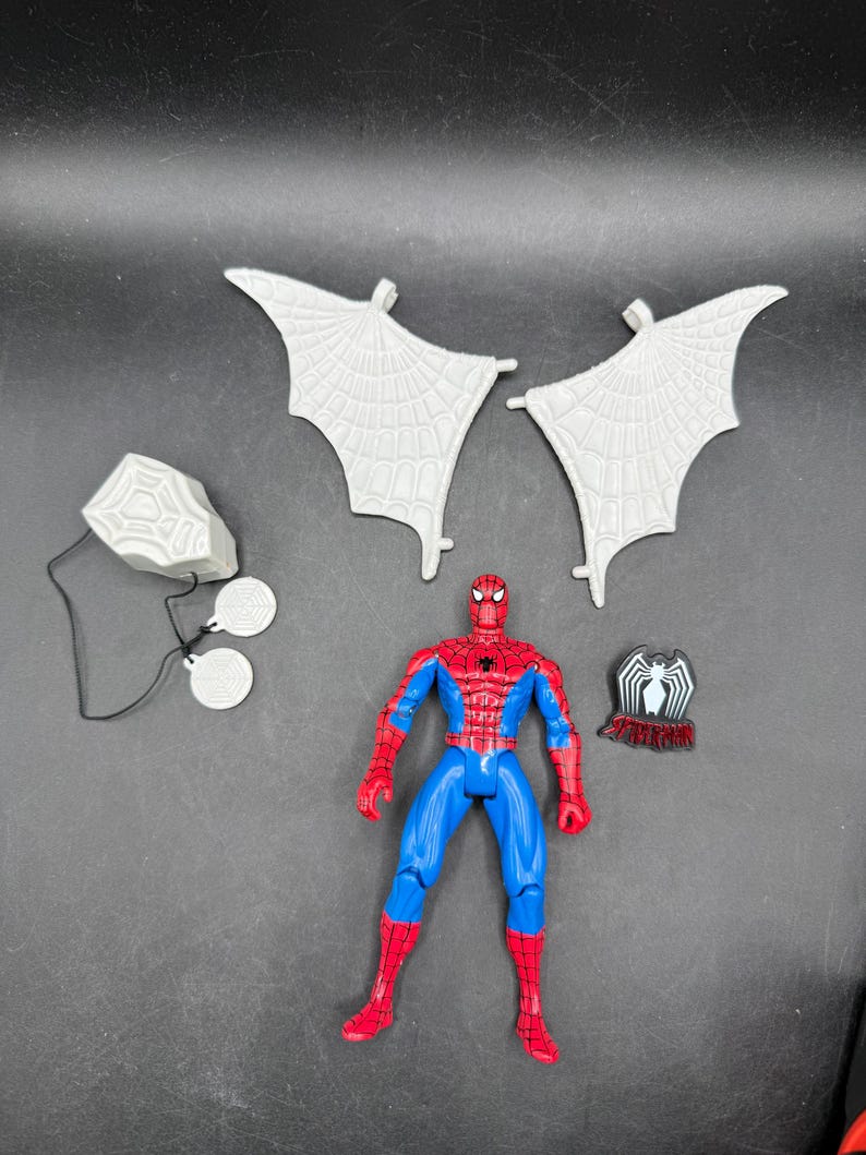 Vintage 1994 Toybiz Spiderman Den animerade serien Web Racer Spider-Man Vintage figur *Begagnad bild 5