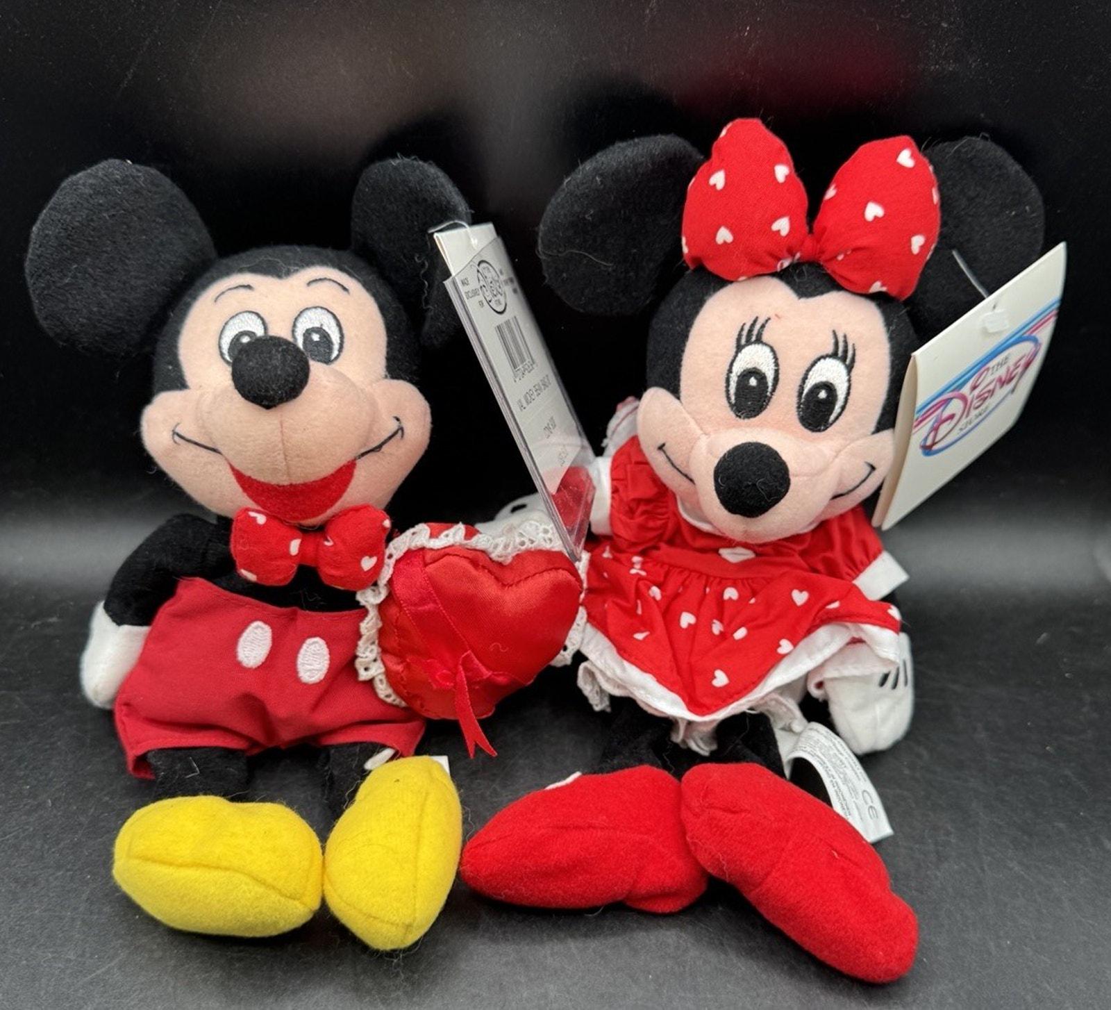 Vtg 1990's Disney Store Valentine's Minnie & Matching Mickey Mouse
