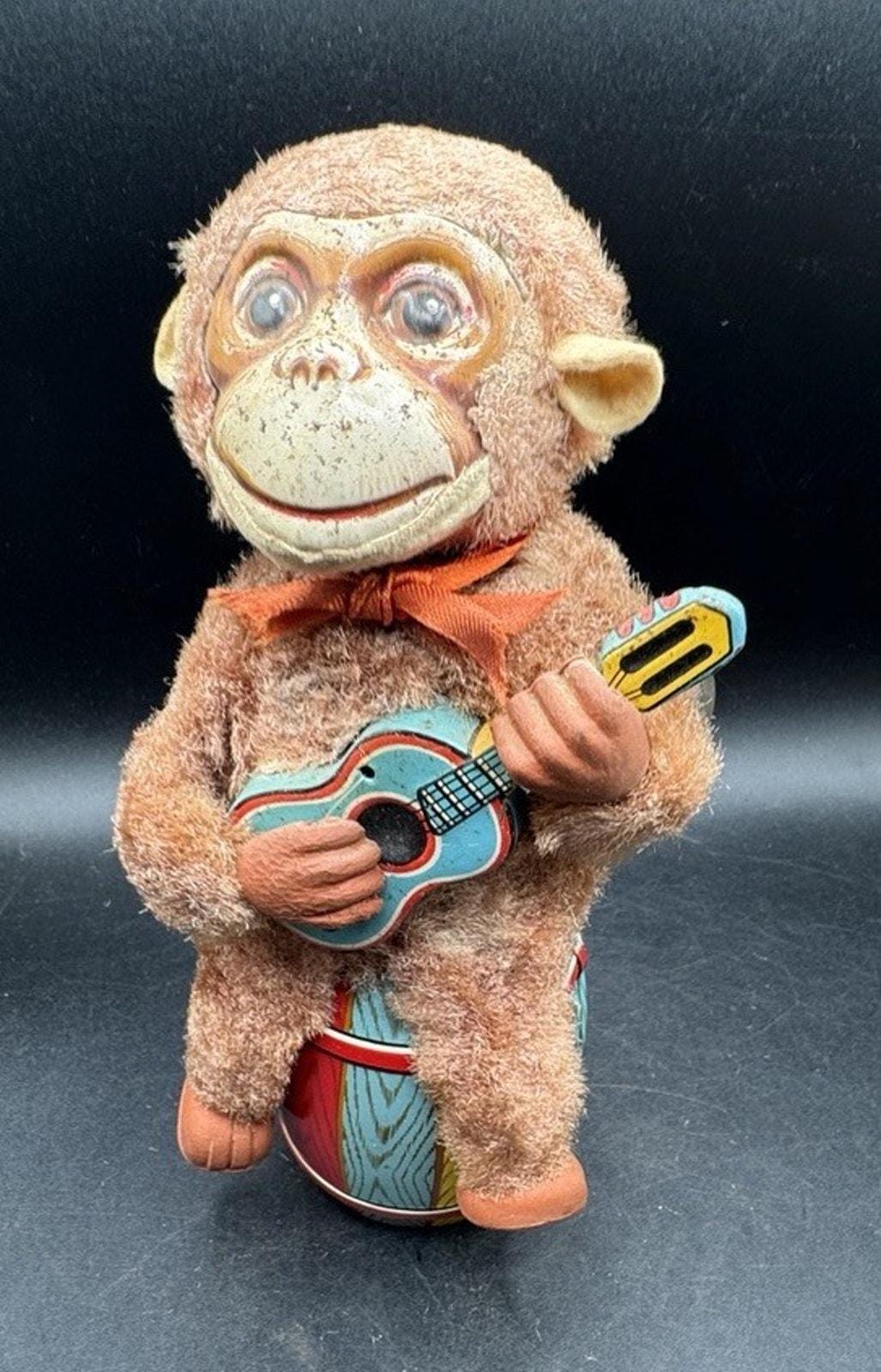 未使用PATTRIC BOYLEパトリックボイル猿monkey刺繍Gジャン Vtg 1950s Monkey Sitting on Barrel Playing Guitar Japan