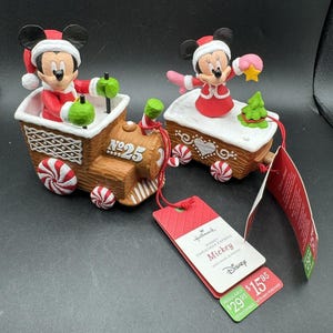 Hallmark MICKEY & MINNIE MOUSE Disney Christmas Express Train Cars w/ Tags!