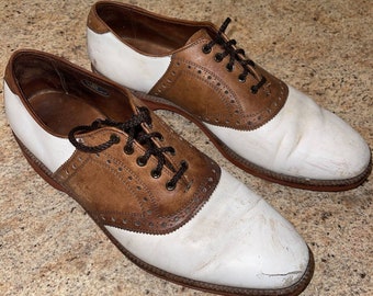 Vintage Allen Edmond’s Leather Shoes White /Brown Tulane 8 1/2 A