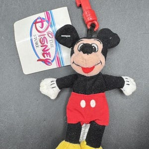 New 1990’s Disney Store Mickey Mouse Bean Bag 4” Keychain Mini Plush Clip NWT! image 7