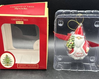 Cute! Spode Christmas Tree Collection GNOME Merry CHRISTMAS Ornament NIB 5P