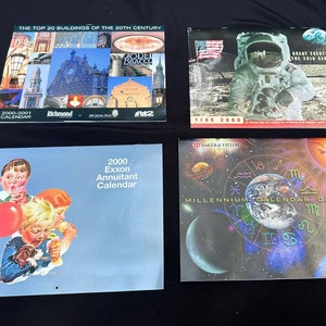 Vintage Millenniumkalender 2000 Y2K Set med 4 nya kalendrar 6D