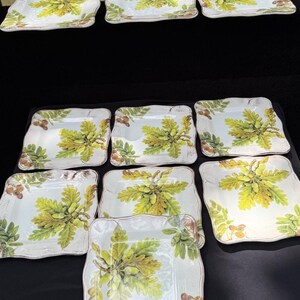 10 Sur La Table Acorn & Fig 9.5" Salad Plates made in Italy Fall Theme Mint! image 15