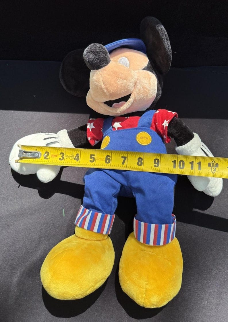 1990’s Disney Store Mickey Mouse July 4th Special Ed America Overalls 17" Plush image 9