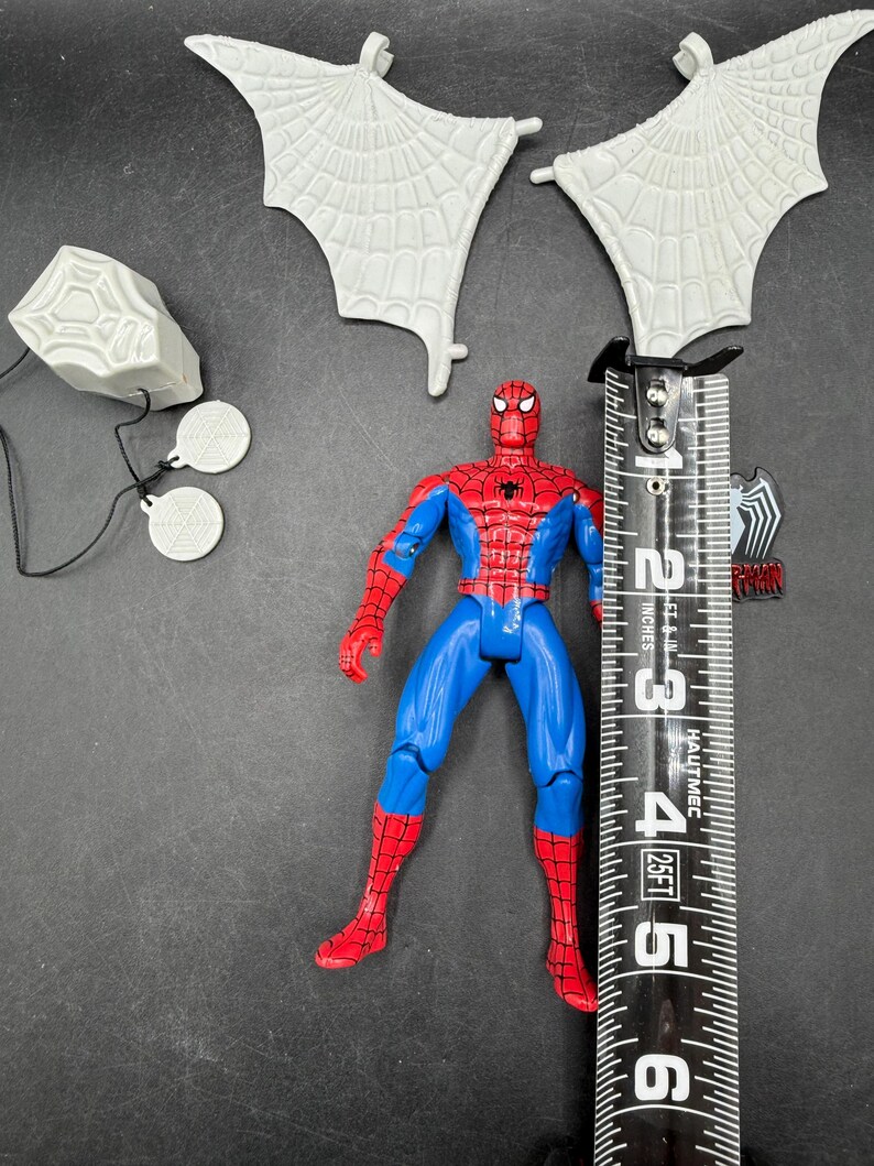 Vintage 1994 Toybiz Spiderman Den animerade serien Web Racer Spider-Man Vintage figur *Begagnad bild 12