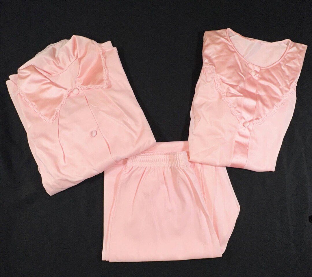 50s Vanity Fair Vintage Baby Pink 3piece Nylon Tricot Pajama Etsy