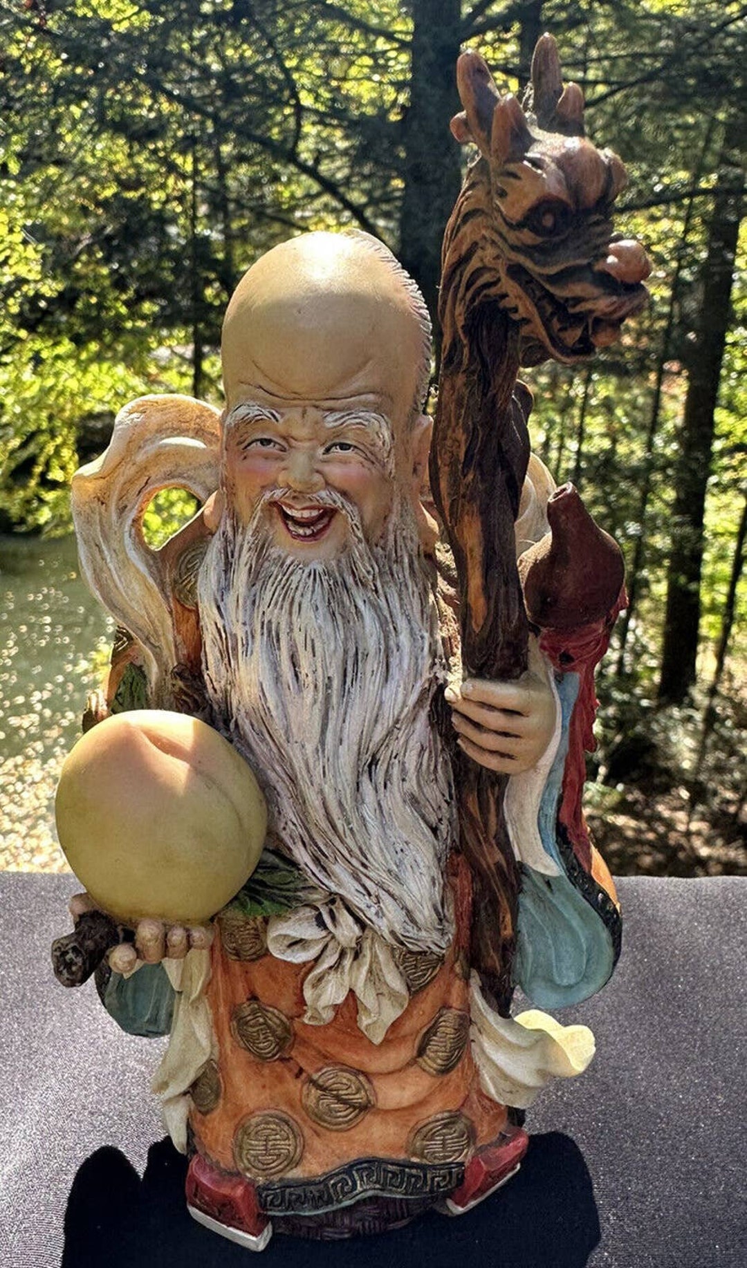 Vtg Veronese Chinese Resin Statue Fu Lu Shou Xing God Summit Etsy