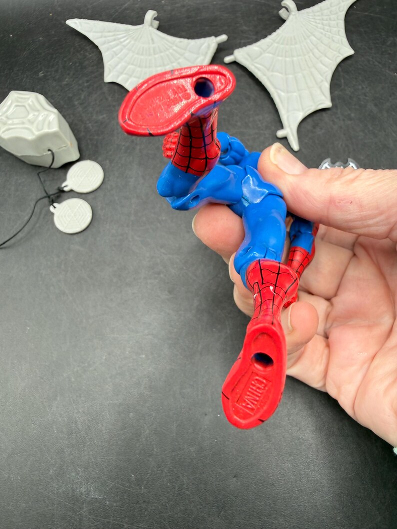 Vintage 1994 Toybiz Spiderman Den animerade serien Web Racer Spider-Man Vintage figur *Begagnad bild 11