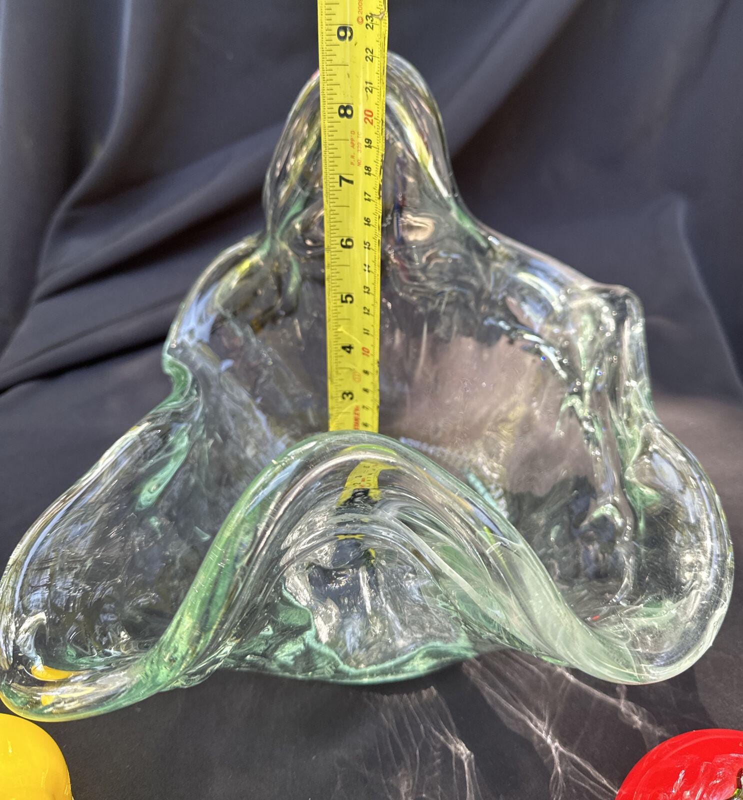 ヴィンテージ ヘビー ガラス アブストラクト センターピース ボウル