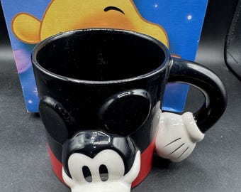 The Disney Store 1990s Mickey Mouse 3D Red Black Yellow Mug Cup Brand New In Box