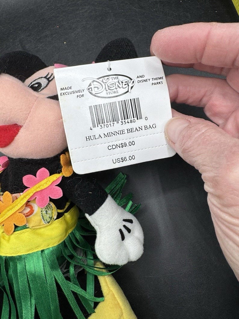 Vtg 1990’s Disney Store Bean Bag Plush - HULA MINNIE Mickey Mouse 9.5” image 3