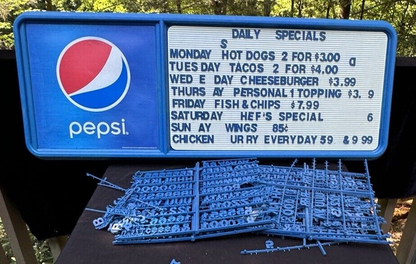 Rare Vintage Plastic Pepsi Menu Board Sign with Lots of Letters 44
