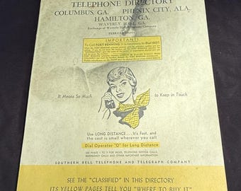 Zeldzame 1956 originele TELEFOONLIJST Waverly Hall Columbus Ga Pnenixity AL
