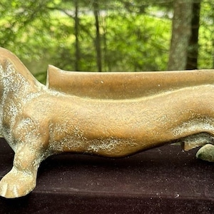 Vintage Old Cast Iron DACHSHUND Boot Scraper Dog Door Stop Nice Patina 14” Long