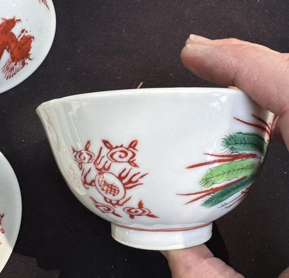 中国民国時代の龍鳳凰手描きの茶碗 ヴィンテージ中国磁器手描き龍と鳳凰ライスボウル 10 個 新品同様