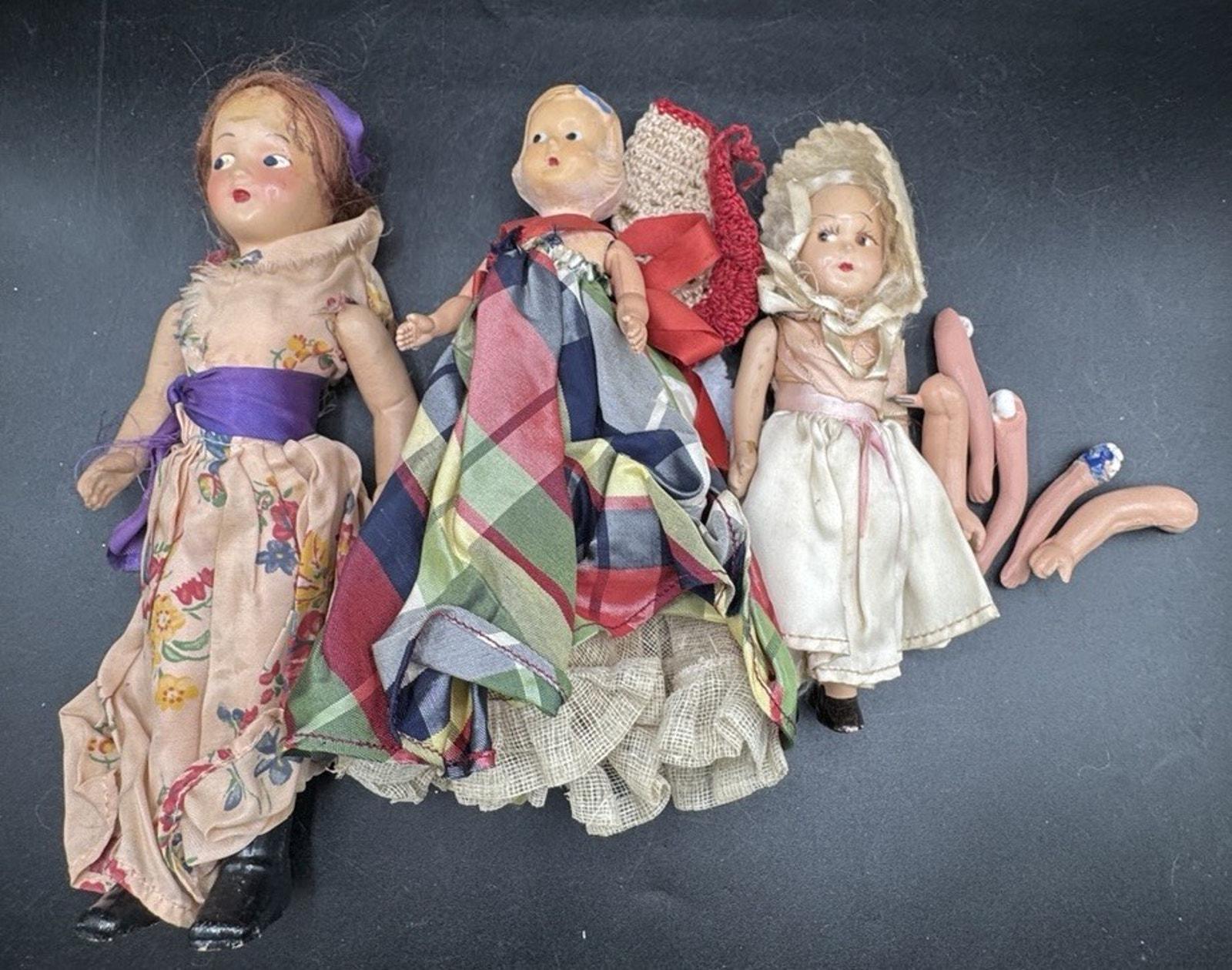 アンティークドール　　３人セット ヴィンテージ ストーリーブック ビスクドール 3体セット（追加パーツ