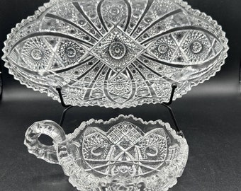 T B Clark Signed Prima Donna 9 Inch Shallow Bowl, American Brilliant Period  Cut Glass, Ca 1909 