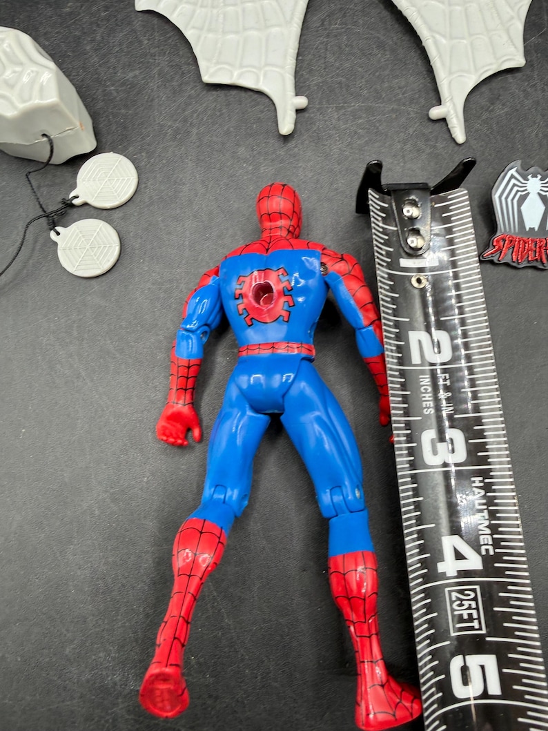Vintage 1994 Toybiz Spiderman Den animerade serien Web Racer Spider-Man Vintage figur *Begagnad bild 13